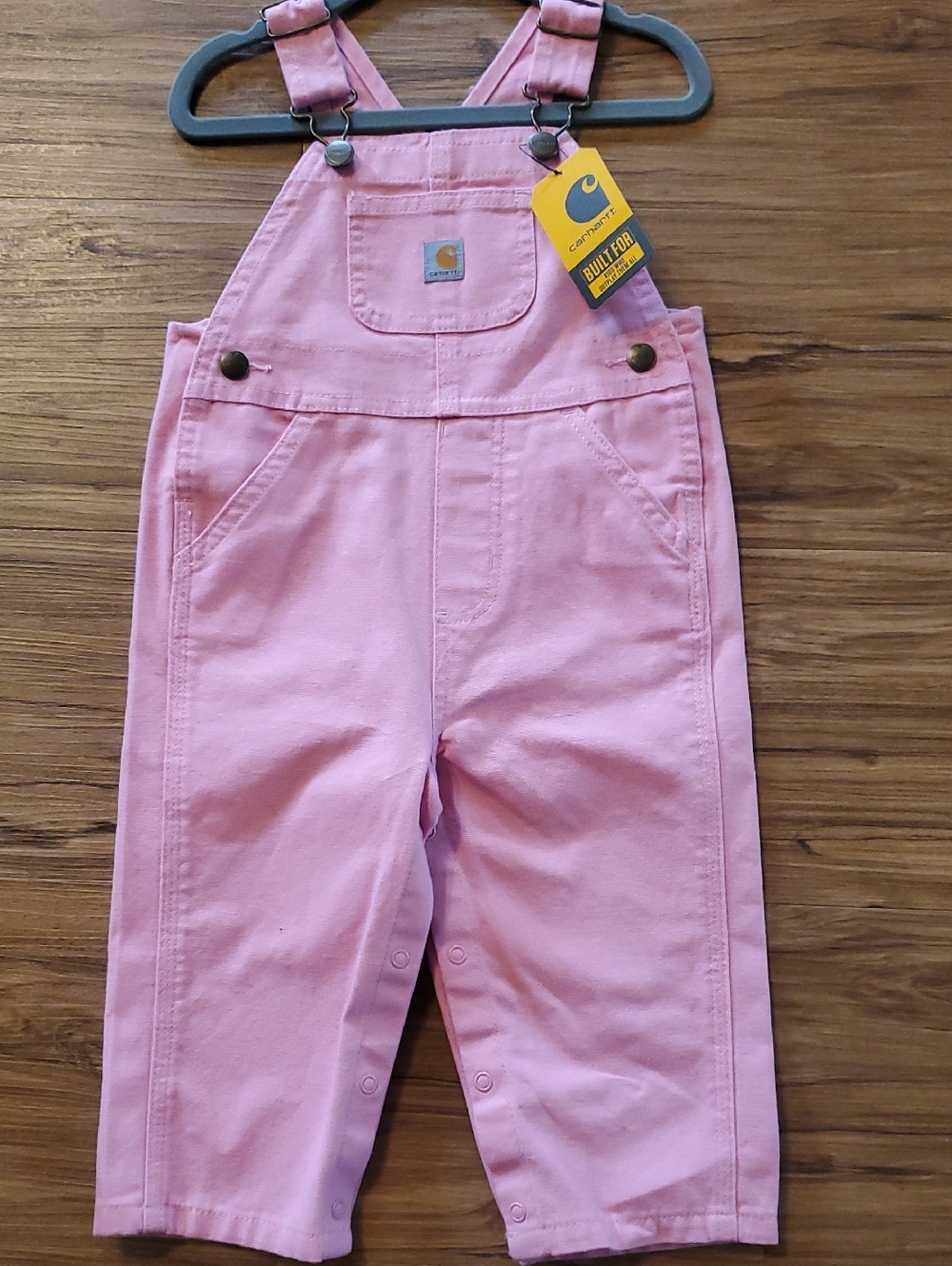 Carhartt Pink Girls' Denim Overalls with Front Pocket